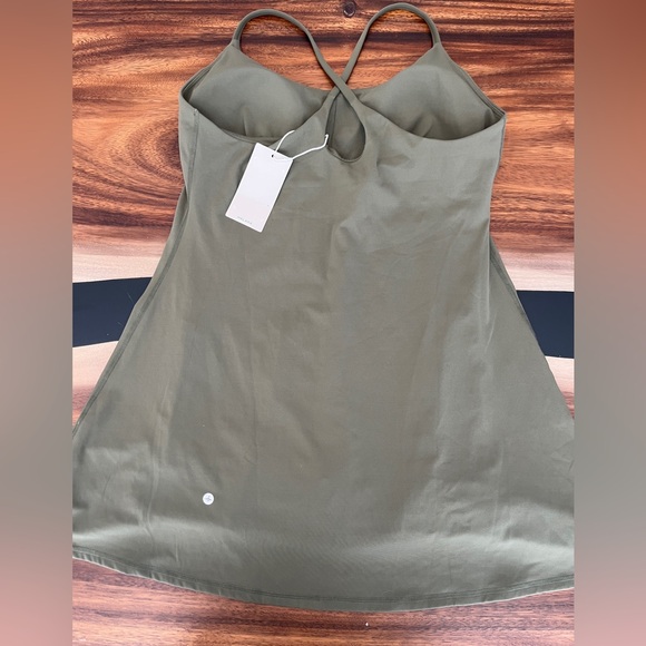 NWOT olive green Halara tank dress with built in shorts and bra sz L - Picture 4 of 7